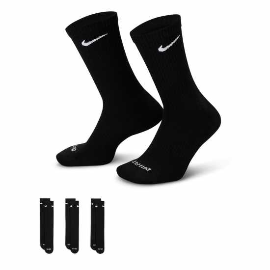 Nike Мъжки Чорапи 3 Pack Crew Socks Mens Black/White 