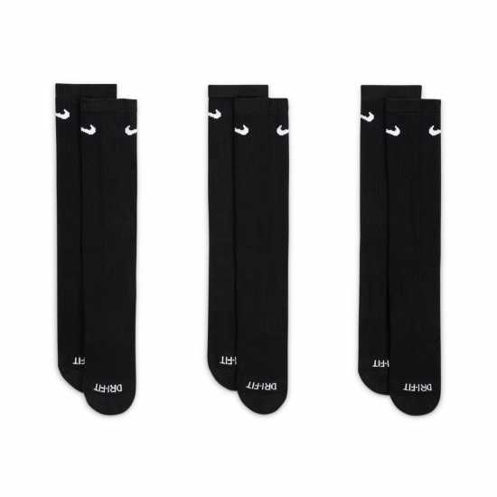 Nike Мъжки Чорапи 3 Pack Crew Socks Mens Black/White 