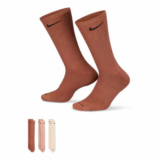 Nike Мъжки Чорапи 3 Pack Crew Socks Mens Clay/Black 