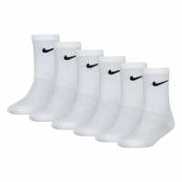 Nike 6Pk Crew Sock In00 White Детски чорапи