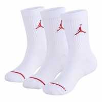 Мъжки Чорапи С Ластик 3Бр. Air Jordan 3 Pack Crew Socks Juniors White Детски чорапи
