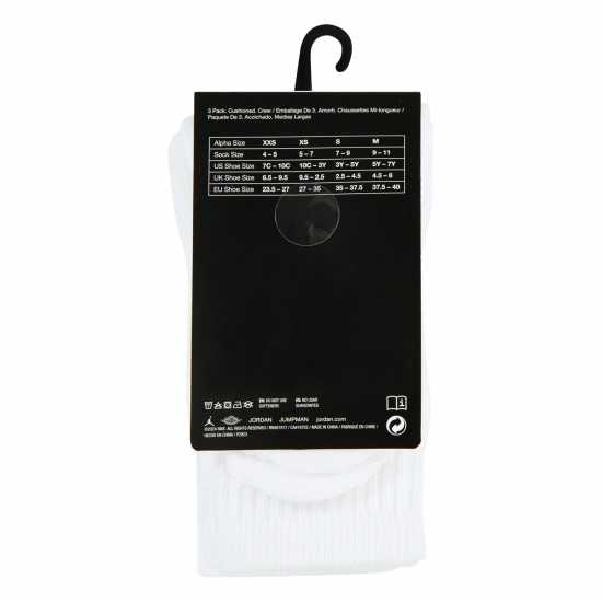Детски чорапи Мъжки Чорапи С Ластик 3Бр. Air Jordan 3 Pack Crew Socks Juniors Бяло Мъжки Чорапи С Ластик 3Бр. Air Jordan 3 Pack Crew Socks Juniors Бяло Детски чорапи