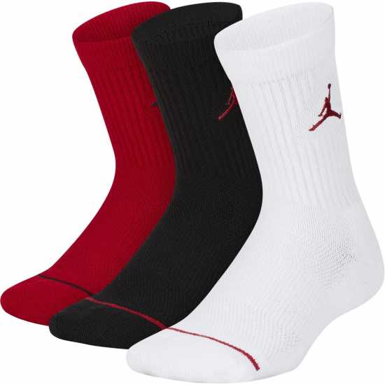 Мъжки Чорапи С Ластик 3Бр. Air Jordan 3 Pack Crew Socks Juniors Тренировъчен червен Детски чорапи