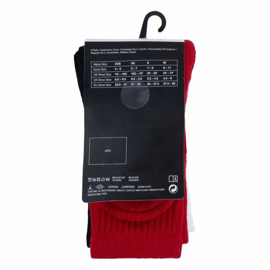 Мъжки Чорапи С Ластик 3Бр. Air Jordan 3 Pack Crew Socks Juniors Тренировъчен червен Детски чорапи
