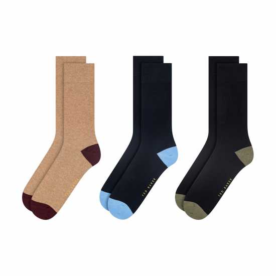 Ted Baker Men's Formal Crew Socks Bei/Nvy/Blk HT 