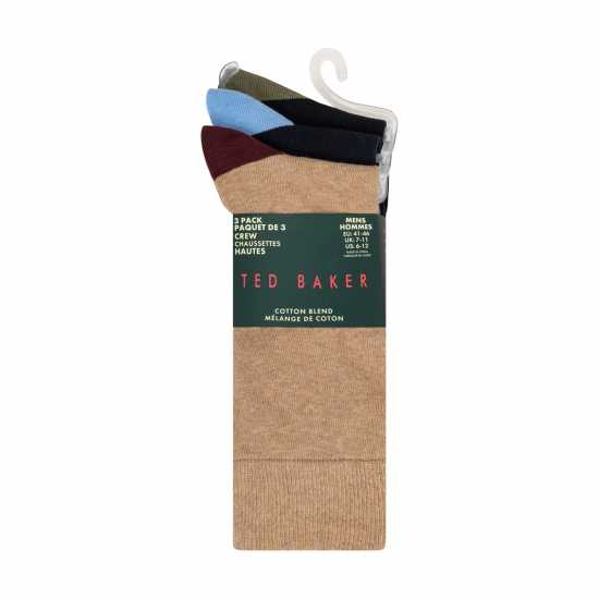 Ted Baker Men's Formal Crew Socks Bei/Nvy/Blk HT 