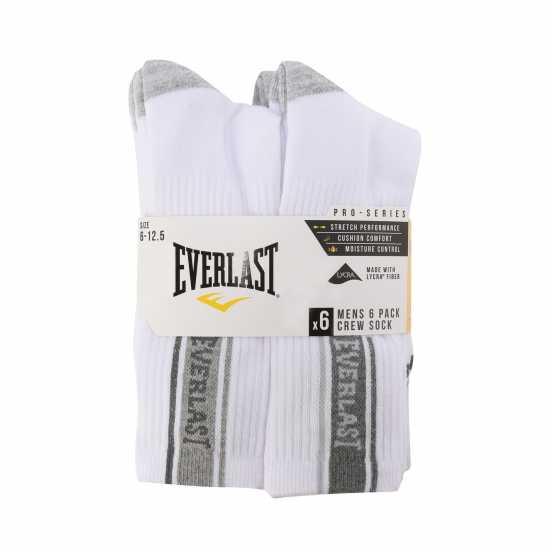 Мъжки чорапи Everlast 6Pk Crew Sock Mens Бял Висящ Everlast 6Pk Crew Sock Mens Бял Висящ Мъжки чорапи