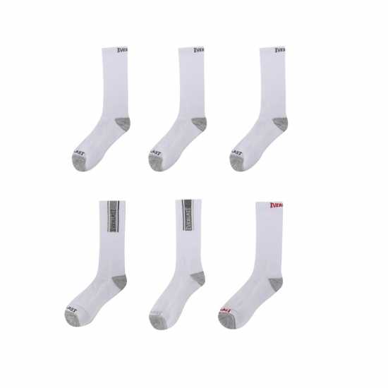 Мъжки чорапи Everlast 6Pk Crew Sock Mens Бяла чанта Everlast 6Pk Crew Sock Mens Бяла чанта Мъжки чорапи