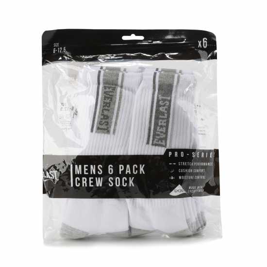 Мъжки чорапи Everlast 6Pk Crew Sock Mens Бяла чанта Everlast 6Pk Crew Sock Mens Бяла чанта Мъжки чорапи