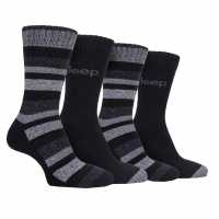 Jeep 4 Pack Performance Boot Socks Mens Black Striped Мъжки чорапи