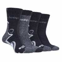 Jeep 4 Pack Performance Boot Socks Mens Charcoal Print Мъжки чорапи
