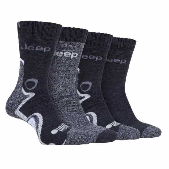 Jeep 4 Pack Performance Boot Socks Mens Въгленен принт Jeep 4 Pack Performance Boot Socks Mens Въгленен принт