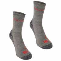 Salomon Lightweight 2 Pack Walking Socks Mens Grey/Red Мъжки чорапи