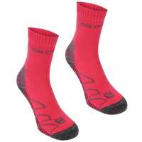 Salomon Lightweight 2 Pack Walking Socks Ladies Fuchsia/Grey Дамски чорапи