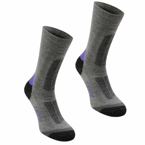 Karrimor 2Pk Trekking Socks Ladies Сиво/Лилаво Дамски чорапи