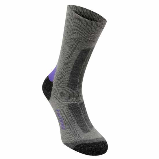 Karrimor 2Pk Trekking Socks Ladies Grey/Purple Дамски чорапи