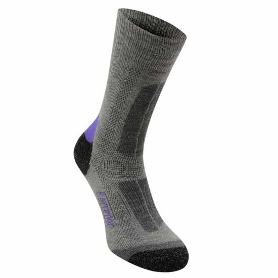 Karrimor 2Pk Trekking Socks Ladies Сиво/Лилаво Дамски чорапи