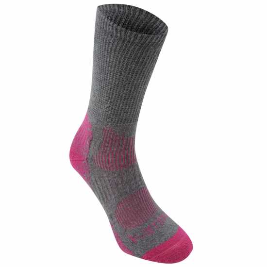 Дамски чорапи Karrimor Merino Fibre Lightweight Walking Socks Ladies Сиво/Фуксия Karrimor Merino Fibre Lightweight Walking Socks Ladies Сиво/Фуксия Дамски чорапи