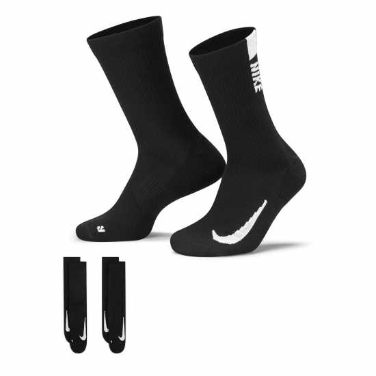 Nike Multiplier Crew Running Socks 2 Pack Unisex Adults Черно Мъжки чорапи