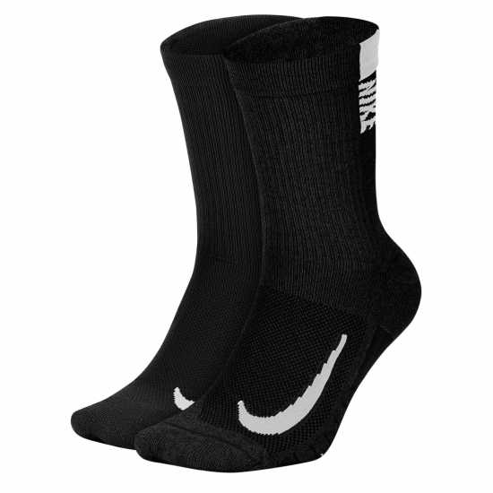 Nike Multiplier Crew Running Socks 2 Pack Unisex Adults Черно Мъжки чорапи