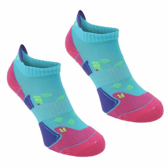 2 Чифта Дамски Спортни Чорапи Karrimor 2 Pack Running Socks Ladies Търкоаз/Фукс Дамски чорапи