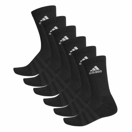 Adidas 6 Чифта Чорапи Cushioned Crew Socks 6 Pack Womens Черно Дамски чорапи