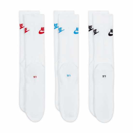 Nike 3 Pack Of Essential Crew Socks White/Blue - Мъжки чорапи