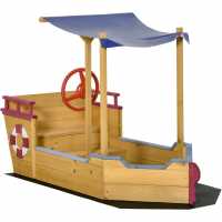 Outsunny Kids Wooden Pirate Sandbox With Canopy  Подаръци и играчки