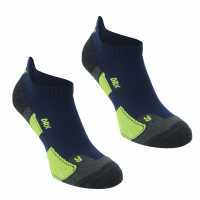 Мъжки Чорапи За Бягане Karrimor 2 Pack Running Socks Mens Navy/FluoYellow Мъжки чорапи