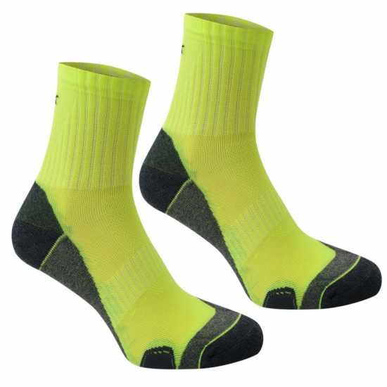 Мъжки Чорапи За Бягане Karrimor Dri Skin 2 Pack Running Socks Mens Флуо Жълто Мъжки чорапи