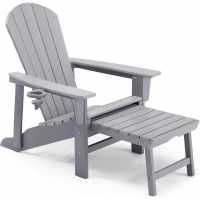 Vonhaus Grey Adirondack Chair & Folding Foot Stool