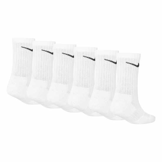 Детски чорапи Nike 6Pk Dri-Fit Crew Sock Childs Бяло Nike 6Pk Dri-Fit Crew Sock Childs Бяло Детски чорапи