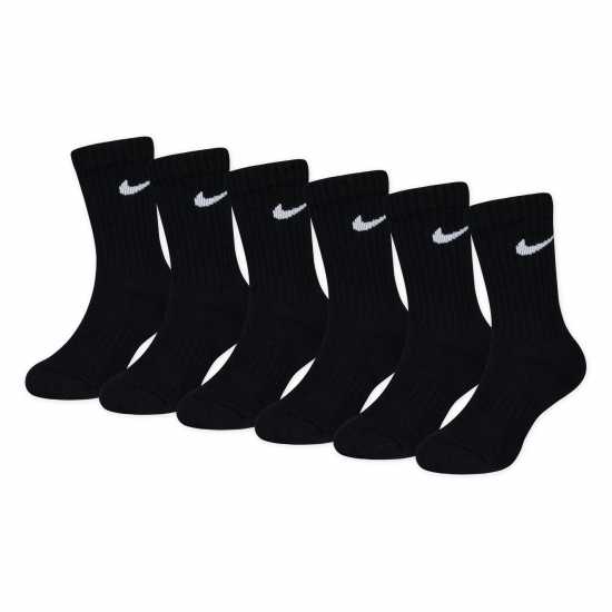 Детски чорапи Nike 6Pk Dri-Fit Crew Sock Childs Black Nike 6Pk Dri-Fit Crew Sock Childs Black Детски чорапи