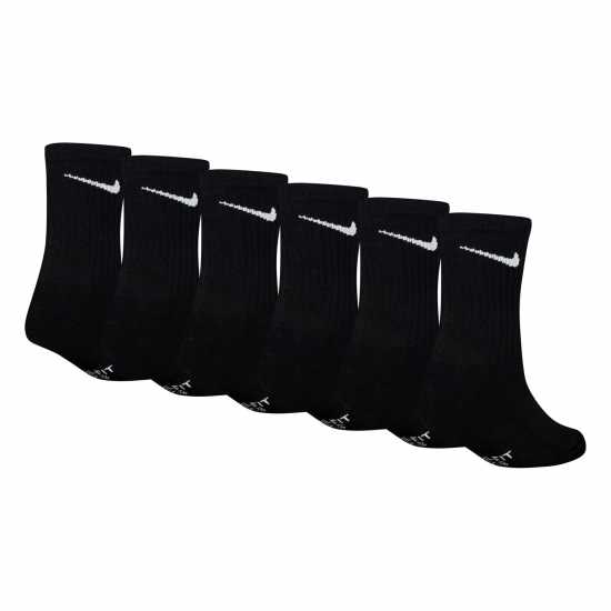 Детски чорапи Nike 6Pk Dri-Fit Crew Sock Childs Black Nike 6Pk Dri-Fit Crew Sock Childs Black Детски чорапи
