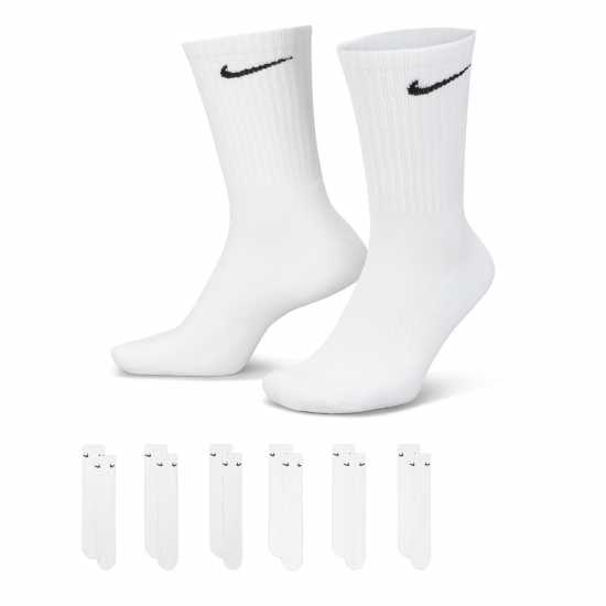 Nike 6-Pack Everyday Cushioned Training Crew Socks Бяло/Черно 