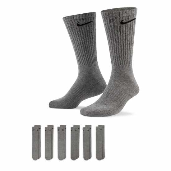 Nike 6-Pack Everyday Cushioned Training Crew Socks Grey 