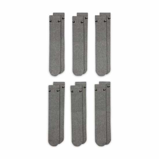 Nike 6-Pack Everyday Cushioned Training Crew Socks Grey 