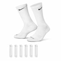 Nike Everyday Plus Cushioned Training Crew Socks (6 Pairs) White/Black Мъжки чорапи