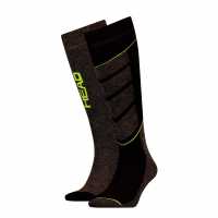 Head Ski Socks 2-Pack Black Yellow 