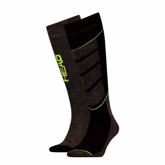 Head Ski Socks 2-Pack Black Yellow 