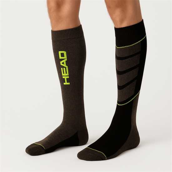 Head Ski Socks 2-Pack Black Yellow 