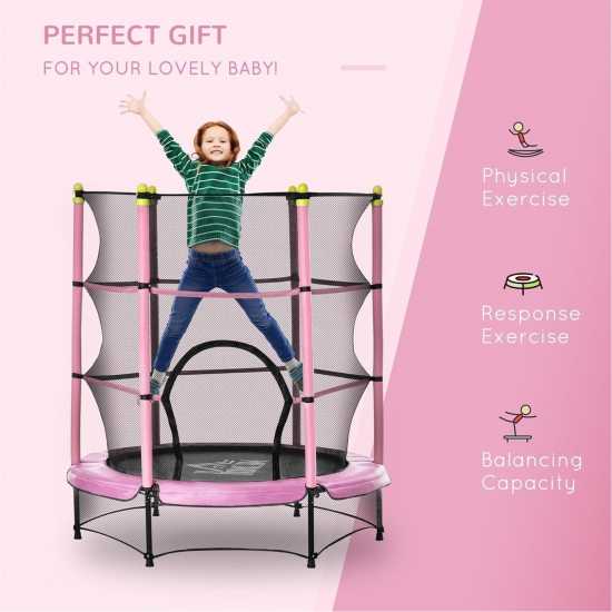 Homcom 5.2Ft Kids Trampoline With Safety Enclosure Pink Градина