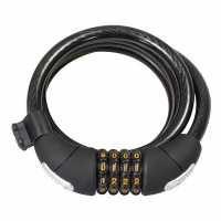 6M X 12Mm Coiled Combination Cable Lock W/bracket