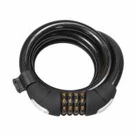 6M X 15Mm Coiled Combination Cable Lock W/bracket