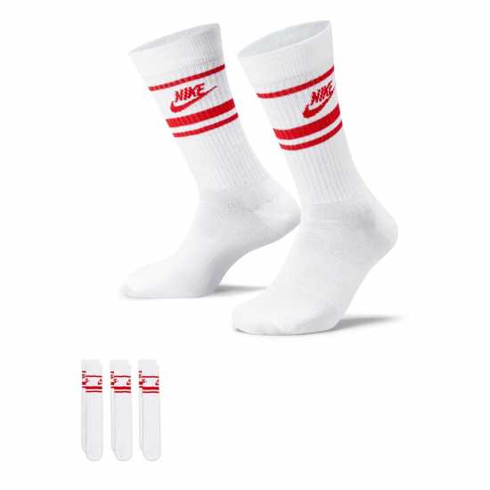 Мъжки чорапи Nike Sportswear Dri-Fit Everyday Essential Crew Socks (3 Pairs) Бяло/Червено Nike Sportswear Dri-Fit Everyday Essential Crew Socks (3 Pairs) Бяло/Червено Мъжки чорапи