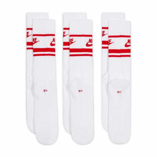 Мъжки чорапи Nike Sportswear Dri-Fit Everyday Essential Crew Socks (3 Pairs) Бяло/Червено Nike Sportswear Dri-Fit Everyday Essential Crew Socks (3 Pairs) Бяло/Червено Мъжки чорапи