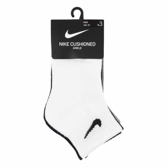 Nike Basic Ankle 3Pk Childs Бяло/Сиво 