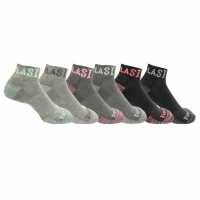 Everlast Qtr 6Pk Socks Ladies Grey Дамски чорапи