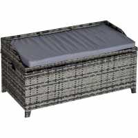 Outsunny Pe Rattan Outdoor Storage Benche