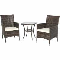 Outsunny Three-Piece Rattan Chair Set And Cushions